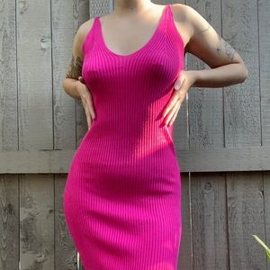 Princess Polly Barbie hot pink knit maxi dress